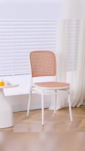 Nordic plastic dining chair Stackable chairs Simple backrest plastic chair Outdoor rattan chair