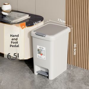 Large Capacity Foot Pedal Waste Bin Kitchen Living Room Toilet Bathroom Trash Can with Lid Modern Style Square Shape Home Cleaning Tool