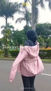 Jaket Parasut Olahraga Wanita Sauna Jogging Lari sepeda Gym Fitnes Senam Ghea by ZNR Muslimah