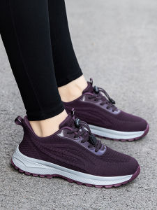 Breathable Comfortable Womens Sport Shoes Slip-On round Toe Flat Heel Soft Bottom Lightweight Mesh Upper Walking Shoes