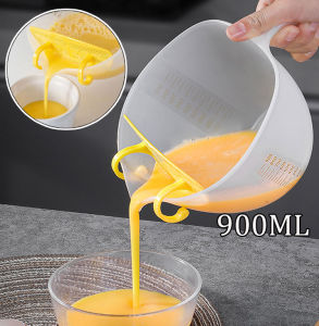 YESPERY Egg Beating Filter Bowl Special for Baking PP Material 1L Large Capacity Measuring Cup with Graduation Rice Washing Drain Basket