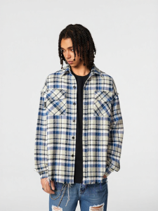 A chock | Streetwear Heavyweight Fringed Plaid Jacket