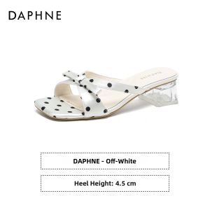 Daphne | Polka Dot French Bow Transparent Thick Heel Slippers