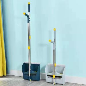 Stainless Steel Broom And Dustpan Set Foldable Extendable Handle Combination Household Cleaning Tools Broom with Cover