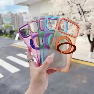 Contrasting Color 360 Rotating Magnetic For Magsafe Ring Kickstand Phone Case For iPhone 18 Pro Max 17 Shockproof Shell Cover