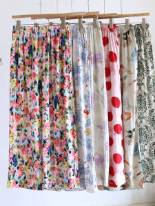 High Quality Cotton Silk Pajama Pants for Women Spring/Summer New Arrival Print Rayon Pants Straight-leg Loose Suitable for Daily Wear Pocket Anti-Mosquito Pants