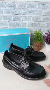 OXXO รองเท้า X11709 คัชชูส้นเตี้ย รองเท้าสุขภาพหนัง ส้นเตาเป็นเลซ ใส่งเท้า สบายเท้า