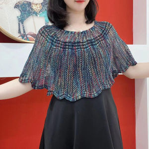 Summer Hollow out Lightweight Womens Shawl Neck Protection Fashionable Air Conditioned Room Suitable over Skirts And Tops