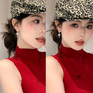 Ultra-Shiny Cross Earrings Womens 2025 New Popular High-End Sensation Simple Diamond-Embedded Niche Design Ear Jewelry