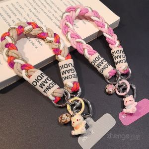 Short Fashion Outdoor Sports Anti-Loss Chain Mobile Phone Lanyard Thick Strap Cute Pendant Key Cover Durable Nylon Braid