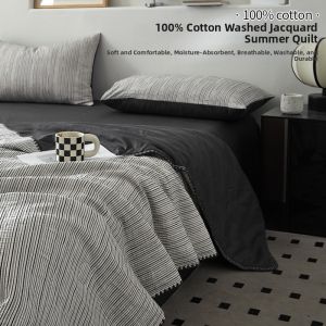 NAIYOUCHENG | Cotton Pre-washed Summer Quilt Set Machine Washable