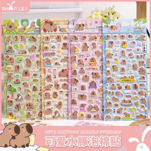 Cute Capybara Three-Dimensional Stickers Buddha Style Stay Cute Animal Khaki Barra Kids Cartoon Reward Stickers Handmade Material