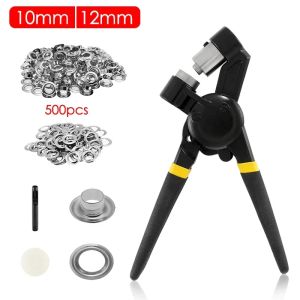 5.5/8/10/12mm Grommet Handheld Hole Punch Tool Pliers with Eyelets Kit for Poster Leather Fabrics Tarp Canvas Tents Awning