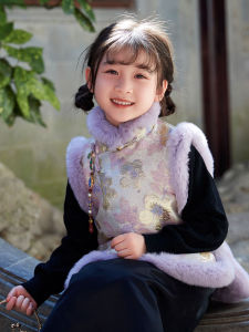 New Year Childrens Cheongsam Vest Baby Winter Clothes Girls New Year Outfit National Style Greeting Clothes New Chinese Style