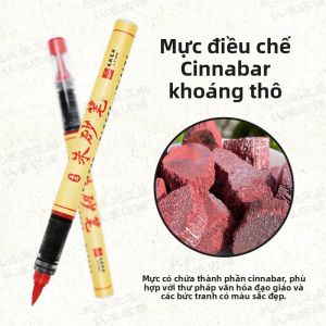 MONLEYTA | Bút gốm sứ đỏ nguyên chất Bút chữ Hán Bút lông mềm không cần thấm mực dùng để viết kinh sách và vẽ chữ Hán