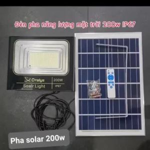 Đèn led pha năng lượng mặt trời 200w IP67 có remote tấm pin rời dây dài 5m - Bảo hành 12 tháng