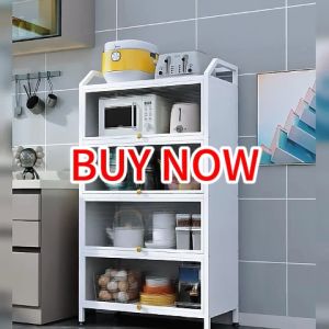 LAMOISON Metal Carbon Steel Storage Rack Metal Rack Kitchen Rack Flip Cover Multipurpose Shelves Dapur Kabinet Rak Besi - SC02