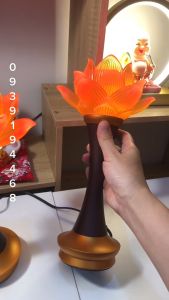 Bộ 2 đèn thờ cúng hoa sen lưu ly 4 kích thước 12-15-18-20cm