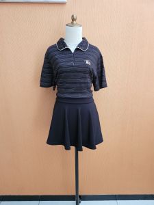 atasan kaos berkerah wanita hitam garus DOG WONDER LAND cewek XL XXL blouse lengan pendek