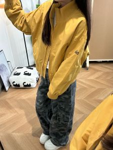 Retro American Style Baseball Jacket Womens Spring Autumn Loose Casual Versatile Trendy Brand Couple Open Cardigan Jacket Top