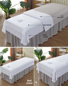 Professional Beauty Bed Sheet with Hole for Massage Easy to Clean White Spa Salon Special Use Good Wash Quick Dry Massage Bed Cover