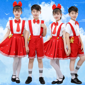 Shiny Little Red Star Childrens Chorus Performance Outfit Six One Childrens Performance Clothes Primary School Students Poem Recitation Costume