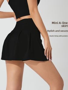 Womens Sporty Tennis Skirt Anti-Light Running Shorts Badminton Training Quick Dry Fitness Mini A-Line Skirt Breathable