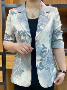 Áo Khoác Vest Nữ Thời Trang Mùa Hè Thu Họa Tiết Sơn Mài Cỡ Lớn Chất Liệu Polyester Dài Tay Cổ Polo Thường Ngày