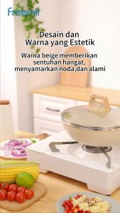 Wajan Cocok untuk Semua Ukuran: Wajan Cekung Anti Lengket 24/32 cm & Tutup Kaca Beige