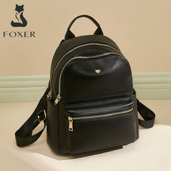 FOXER Leather Girls School Bag Simple Leisure Large Capacity Ladies Travel  Backpack High Quality Ladies Soft Shoulder Bag Lazada PH