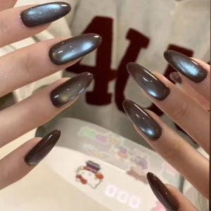 MN 10 มล. 1-12 ชิ้น 2025 สีน้ำเงิน-น้ำตาล ยาทาเล็บเจลแบบตาแมว ยอดนิยม สีช็อกโกแลตประกายวิบวับ ลูกปัดแก้ว ทาเล็บสีดำ ทาเล็บคริสต์มาส