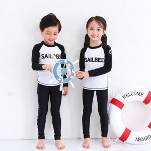SAILBEE  Childrens Parent-Child Split Long Sleeved Swimsuit Warm Sunscreen Snorkeling Suit E001
