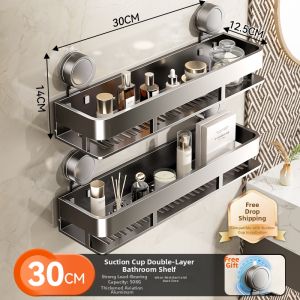 Wall-mounted No-drilling Bathroom Storage Rack