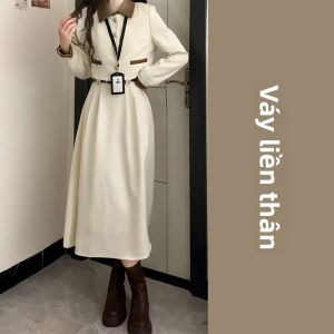 LIRUSHAN | Váy Công Sở Tay Dài Phong Cách Pháp Nhỏ Gọn