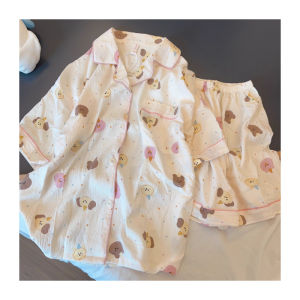 Pure Cotton Long Sleeve Sleepwear Womens Home Clothes Set Sweet Cherry Print Two-Piece Suit Spring Autumn Comfortable Underwear