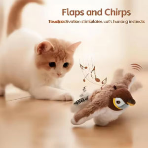 Hot Simulated Bird Cat Toy Interactive Toys Dog Rechargeable Chirping Flapping Bird(no Flying) Touch Activated Plush Pet Toy