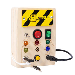 Educational Toy with LED Lights Wooden Busy Board