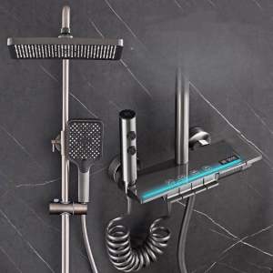 [SG Stocks] LED Metal Grey Rain Shower Set