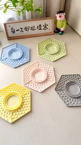 DewyBabe Slow Feeder Bowl Silicone Lick Mat Anti Slip Foldable Portable For Cat Dog Treat Training Rumah Tangga