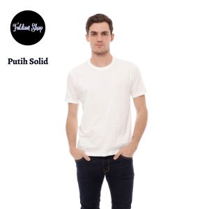 Kaos Polos Pria Oneck Lengan Pendek Bahan Katun Combed 30s Warna Putih Solid