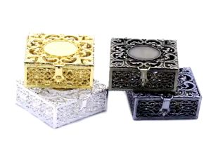 Luxury Hollow Out Rosary Bead Box Necklace Christian Catholic Religious Metal Jewelry Storage Case