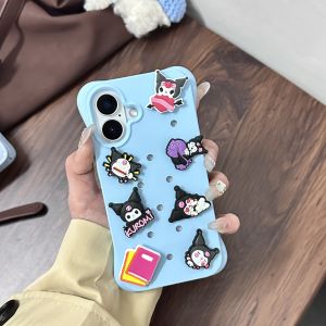 Sanrio | Sanrio Original Design DIY Charms Holes Case For iPhone 18 Pro Max 17 16 15 14 Plus 13 Pro Liquid Silicone Shockproof Soft Cover