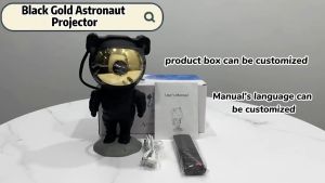 Astronaut Black Gold Galaxy Aurora Starry Sky Night Light Projector
