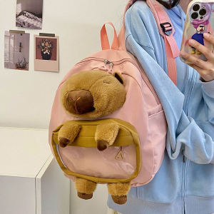 กระเป๋าเป้สะพายหลังผ้ากำมะหยี่ลายการ์ตูนน่ารักสำหรับเด็ก ความจุขนาดใหญ่ กระเป๋าสะพายไหล่แบบลำลอง กระเป๋าใส่หนังสือสำหรับเด็กผู้หญิง