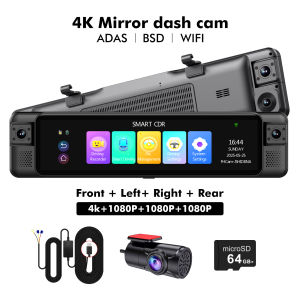 ADINKAM | Adinkam 4CH 11" 4K+1K+1K+1K 360° Mirror Dash Cam ADAS BSD LCA WiFi Night Vision 24H Parking Monitor Time-Lapse DVR