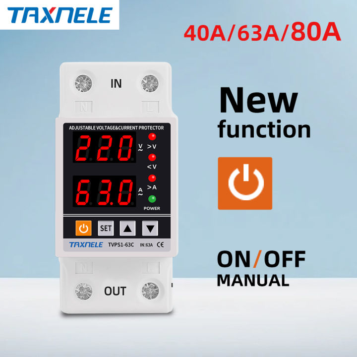 TAXNELE Dual Display Adjust Over Under Voltage Protector 220V 63A 40A ...