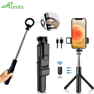 Roreta New Magnetic Wireless Selfie Tripod With Fill Light Bluetooth Shutter Remote Control Portable Foldable Monopod For Phone