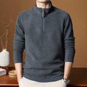 JIFANPAUL | Stylish Stand Collar Fleece Jacket Men Warm Long Sleeve Innerwear