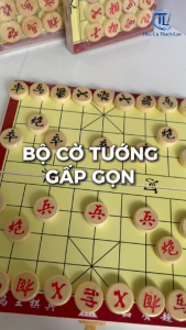 [Tặng bảng ghi điểm] Bộ Cờ Tướng Gỗ Gấp Gọn 2 Trong 1 Quân Cờ Gỗ Tròn Bàn Cờ Tiện Lợi Dễ Mang Theo