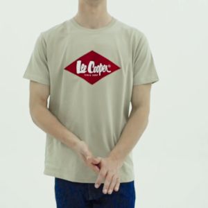 Pakaian Casual Pria: Kenali Lee Cooper T-Shirt Red Diamond Logo Velvet Beige